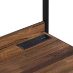 Scrivania ad angolo con libreria e porta USB – Marrone/Nero, Rovere/Nero – 1 persona