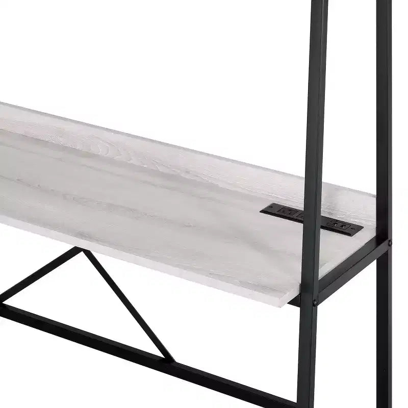 Scrivania ad angolo con libreria e porta USB – Marrone/Nero, Rovere/Nero – 1 persona