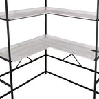 Scrivania ad angolo con libreria e porta USB – Marrone/Nero, Rovere/Nero – 1 persona