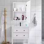 Costway Bathroom Mirror Cabinet Wall Mounted Kitchen Medicine Storage Adjustable Shelf