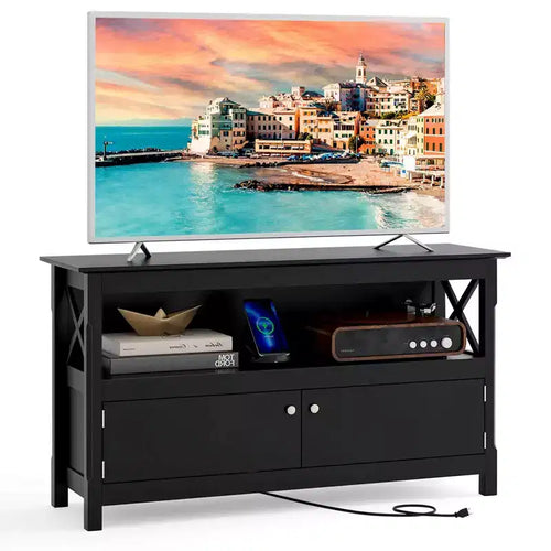 Costway Free Standing TV Cabinet Wooden Console TV Media Entertainment