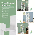 Libreria a 8 Ripiani a Albero in Bianco/Nero, Autoportante, per 1 Utente