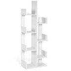 Libreria a 8 Ripiani a Albero in Bianco/Nero, Autoportante, per 1 Utente