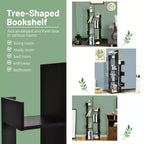 Libreria a 8 Ripiani a Albero in Bianco/Nero, Autoportante, per 1 Utente