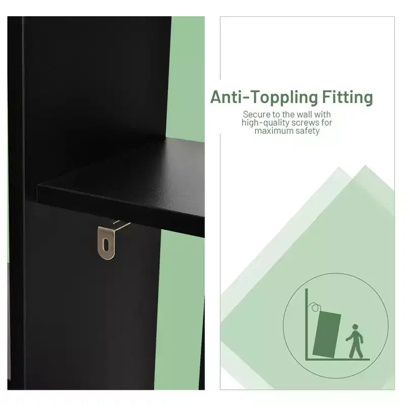 Libreria a 8 Ripiani a Albero in Bianco/Nero, Autoportante, per 1 Utente