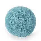 Pouf quadrato in cotone a maglia color crema – 1 posto