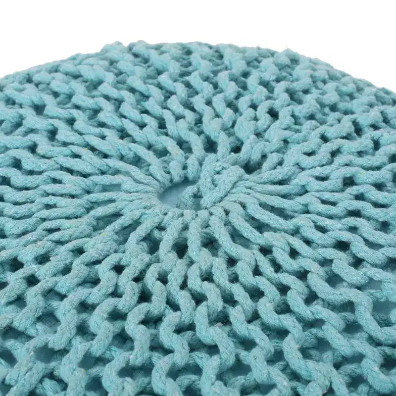 Pouf quadrato in cotone a maglia color crema – 1 posto