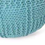 Pouf quadrato in cotone a maglia color crema – 1 posto