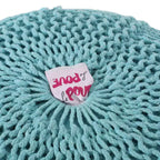 Pouf quadrato in cotone a maglia color crema – 1 posto