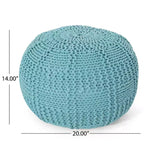 Pouf quadrato in cotone a maglia color crema – 1 posto
