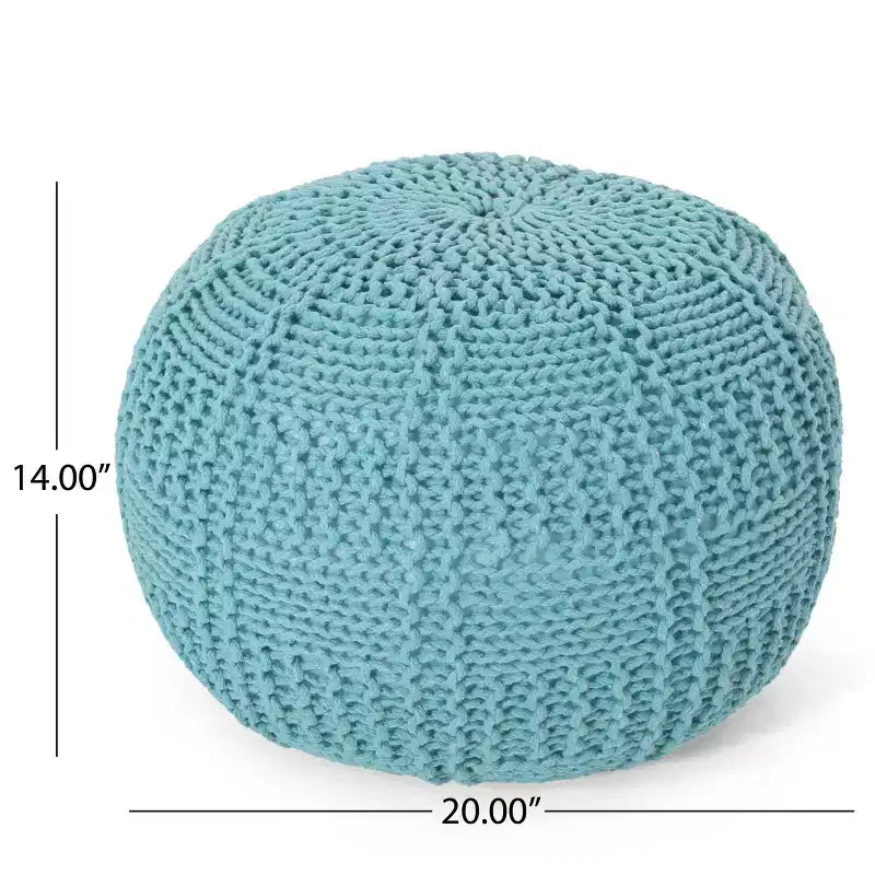 Pouf quadrato in cotone a maglia color crema – 1 posto