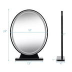 Specchio ovale da trucco nero/oro/bianco con luci LED, dimmerazione a 4 colori, telecomando, 1 persona