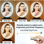 Specchio ovale da trucco nero/oro/bianco con luci LED, dimmerazione a 4 colori, telecomando, 1 persona