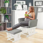Set poltrona a dondolo e pouf, marrone/grigio/rosa, imbottito, 1 posto