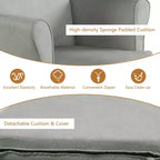 Set poltrona a dondolo e pouf, marrone/grigio/rosa, imbottito, 1 posto