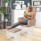 Set poltrona a dondolo e pouf, marrone/grigio/rosa, imbottito, 1 posto