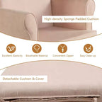 Set poltrona a dondolo e pouf, marrone/grigio/rosa, imbottito, 1 posto